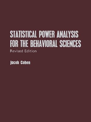 cover image of Statistical Power Analysis for the Behavioral Sciences